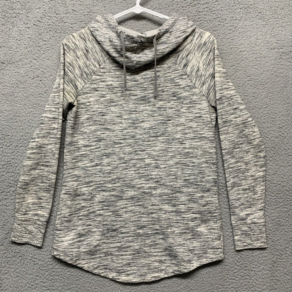 Mossimo Hooded Cowl Neck Athletic Top Women's Size S/P Heather Gray 2 Pockets